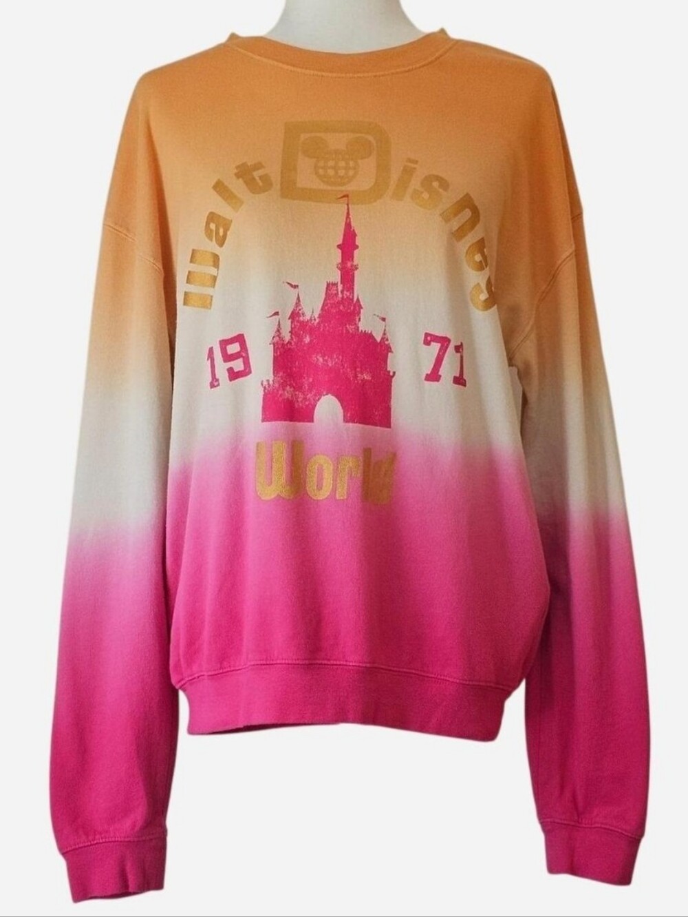 DISNEY Walt Disney World 1971 Ombre Crewneck Sweatshirt 100% Cotton. Size M